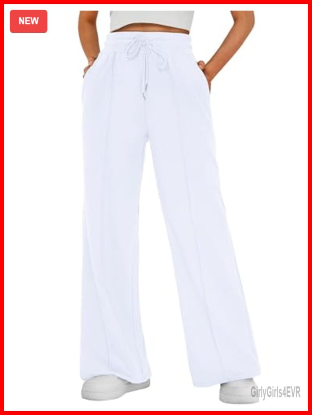 Women's Baggy Wide Leg Fleece Sweatpants High Waisted Drawstring Joggers